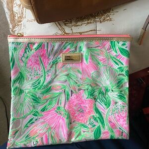 Lilly Pulitzer Vibrant Pink and Green Floral Cosmetic Bag